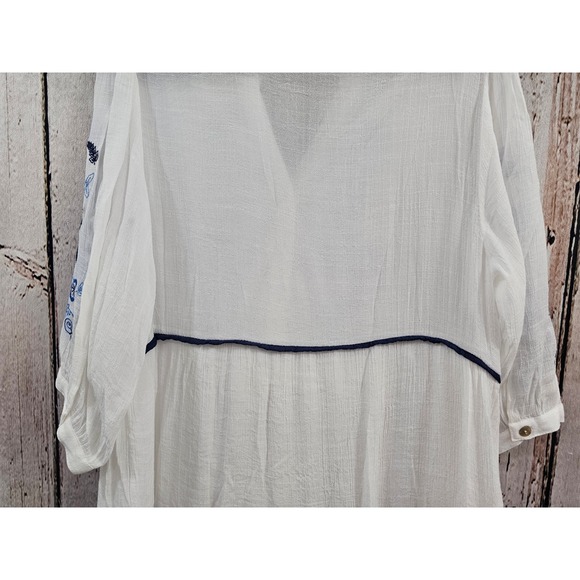 FIGUEROA FLOWER White Embroidered Tiered Dress Boho Festival Cottagecore Medium - Picture 10 of 12